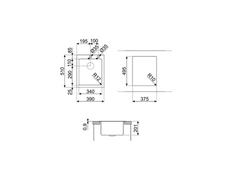 Zlewozmywak ze stali nierdzewnej VR12S34RS - Smeg
