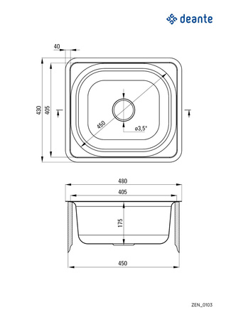 Zlewozmywak stalowy 1-komorowy ZEN_0103 - Deante