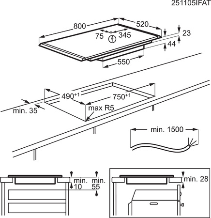 Płyta indukcyjna AEG 8000 Sense Boil+Fry SLIM-FIT 80cm NIH85M30AB