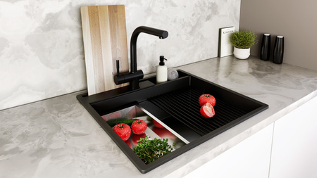 Zlew kuchenny GLOBALO SILVANO 60.1 BLACK/BL MAT