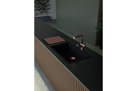 Zlew kuchenny granitowy 75cm SCHOCK Kiruna N-100XL Night CRISTADUR