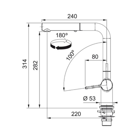 Bateria podokienna z wyciąganą wylewką FRANKE Active L window pull-out spray - 115.0653.391