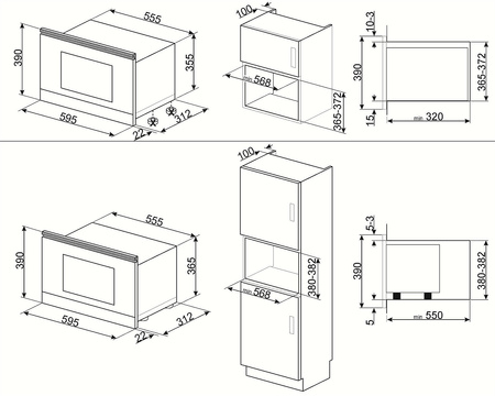 Kuchenka mikrofalowa, Linea, czarny MP122B3 - Smeg