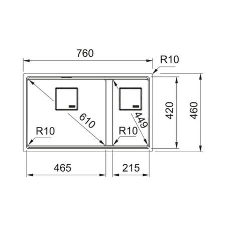 Zlew granitowy dwukomorowy FRANKE Kanon KNG 160-46-21 czarny mat - 125.0633.004