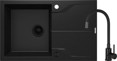 Zlewozmywak granitowy z baterią 1-komorowy z ociekaczem ZQNNN113 - Deante