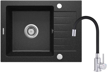 Zlewozmywak granitowy z baterią 1-komorowy z ociekaczem ZQZC211A - Deante