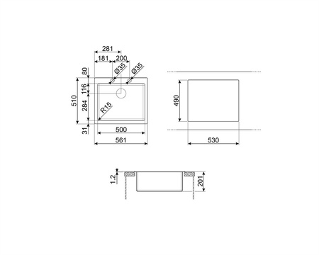 Zlewozmywak ze stali nierdzewnej LFT50RS - Smeg