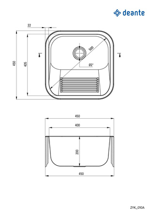 Zlewozmywak gospodarczy 1-komorowy - wpuszczany lub mocowany do ściany ZYK_010A - Deante