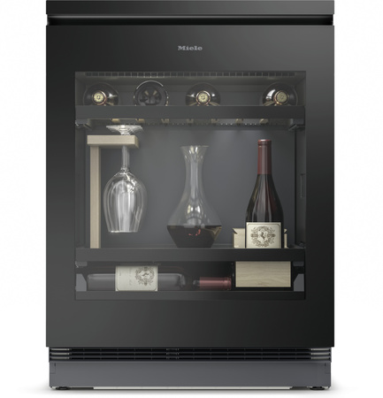 Chłodziarka do wina do zabudowy pod blatem wysokość 82-88 cm KWTUS 7055 F Szkło w kolorze ObsidianBlack - MIELE 12519500