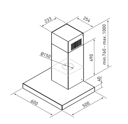 Okap kuchenny przyścienny GLOBALO NIDARO 60.5 H2H WHITE