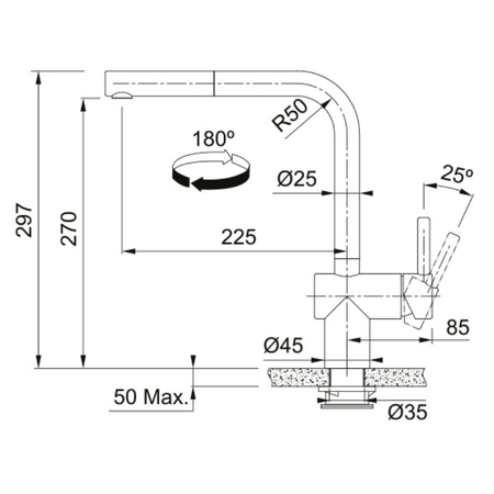 Bateria kuchenna z wyciąganą wylewką FRANKE Atlas Neo Sensor czarna stal - 115.0625.527