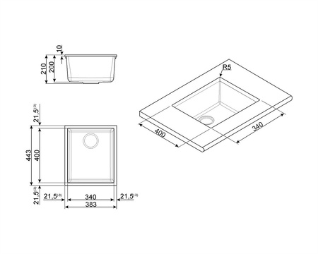 Zlewozmywak ze stali nierdzewnej UM40 - Smeg