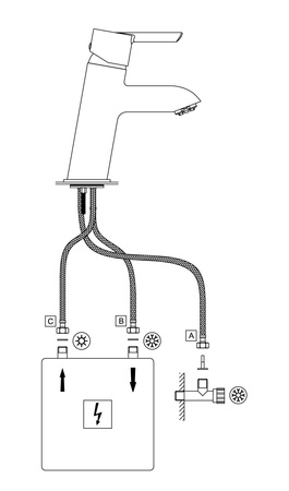 Bateria umywalkowa niskociśnieniowa trójdrożna - do podgrzewacza BEZ_020H - Deante