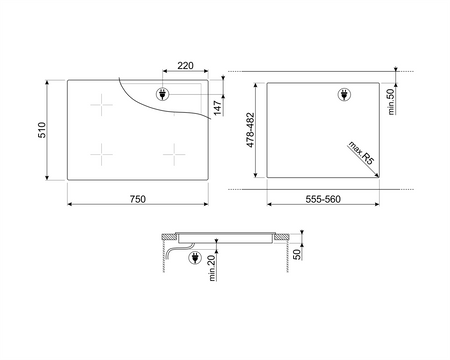 Płyta kuchenna SIB2741D - Smeg