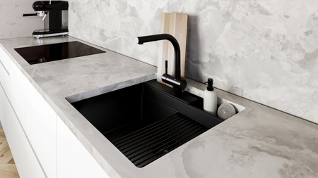 Zlew kuchenny GLOBALO SILVANO 60.1 BLACK/BL MAT