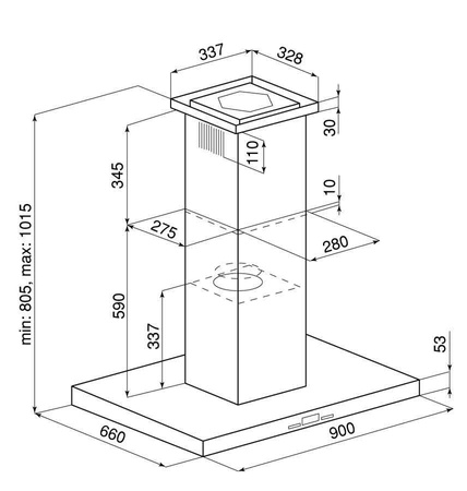 Okap kuchenny wyspowy GLOBALO NOMINA ISOLA 90.4 SENSOR BLACK