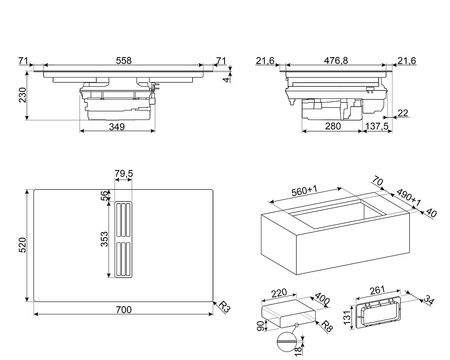 Płyta indukcyjna z okapem HOBD472D2 - Smeg