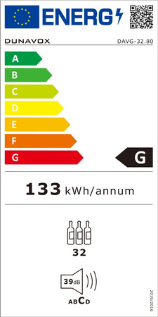 Lodówka na wina DUNAVOX GLANCE-32 winiarka do zabudowy 60cm - DAVG-32.80DB.TO