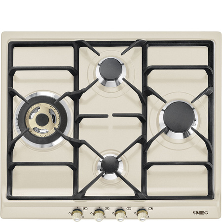 Płyta gazowa, 60 cm, Cortina, kremowa SR764PO - Smeg