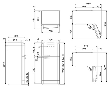 Lodówka chłodziarko zamrażarka FAB50RWH5 SMEG Retro