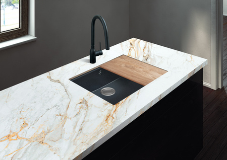 Zlew kuchenny BERG LINEA BRNL14L 1,0 OC 565x470 ONYX (DESKA W KOMPLECIE)