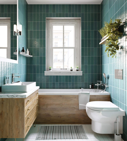 Umywalka ceramiczna nablatowa/ścienna z miejscem na baterię - 50x40 cm CDT_6U4S - Deante