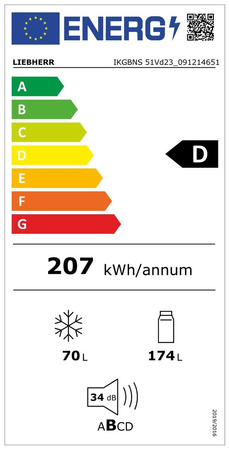 Lodówka z zamrażarką do zabudowy LIEBHERR IKGBNS 51Vd23 BioFresh  NoFrost