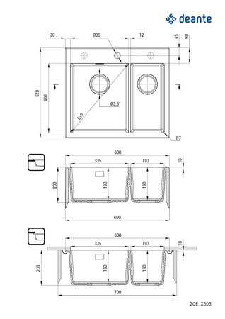 Zlewozmywak granitowy 1.5-komorowy ZQE_A503 - Deante