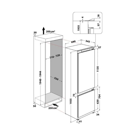 Lodówka do zabudowy z zamrażarką WHIRLPOOL SP40801EU1 Space+ StopFrost