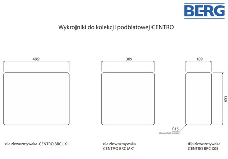 Zlew kuchenny BERG CENTRO M 1KOM PODW. BRCM191 460x460 CZARNY BAZALT