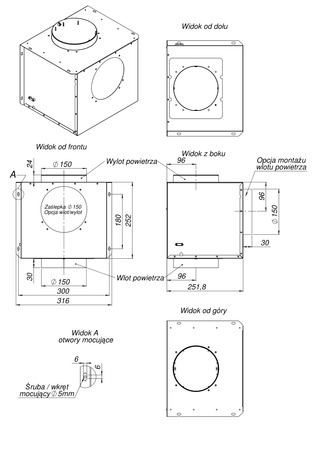Okap kuchenny podszafkowy GLOBALO SILENTIO 60.2 czarny + turbina TW 2.1