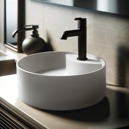 Umywalka granitowa nablatowa z miejscem na baterię CQS_AU4B - Deante