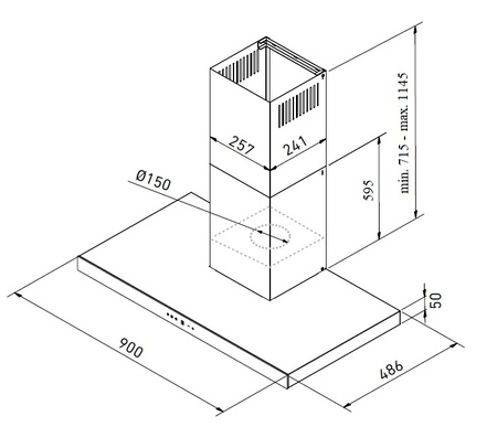 Okap kuchenny przyścienny GLOBALO LONATIO 90.1 BLACK