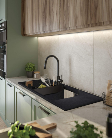 Zlewozmywak granitowy magnetyczny 2-komorowy z ociekaczem ZRM_G213 - Deante