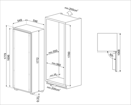Lodówka chłodziarka do zabudowy S9L1741D SMEG