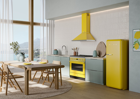 Lodówka chłodziarko zamrażarka SMEG Retro żółty FAB28RYW6