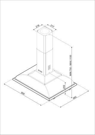 Okap wyspowy, Cortina KCI19AOE - Smeg