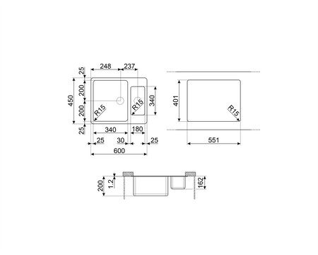 Zlewozmywak ze stali nierdzewnej VSTR4018-2 - Smeg