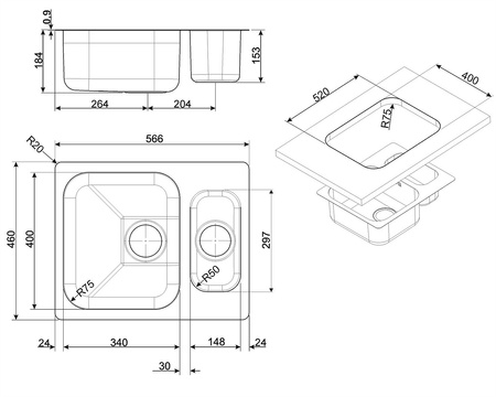 Zlewozmywak ze stali nierdzewnej UM34 - Smeg