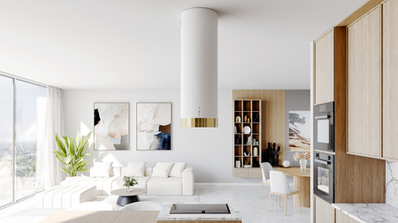 Okap kuchenny wyspowy GLOBALO CYLINDRO ISOLA 39.7 LIGHT GOLD RING