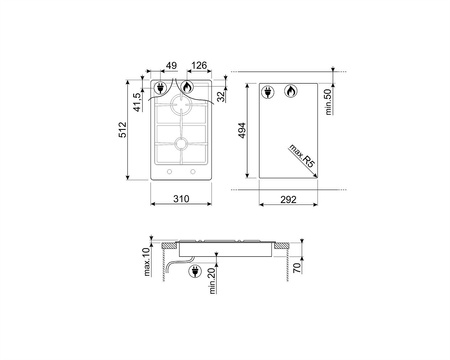 Płyta kuchenna PGF32G - Smeg