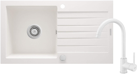 Zlewozmywak granitowy z baterią 1-komorowy z ociekaczem ZQZVA113 - Deante