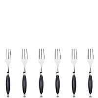 Bugatti COUNTRY Czarny zestaw 6 widelczyków do ciasta w pudełku COCNM-N4117