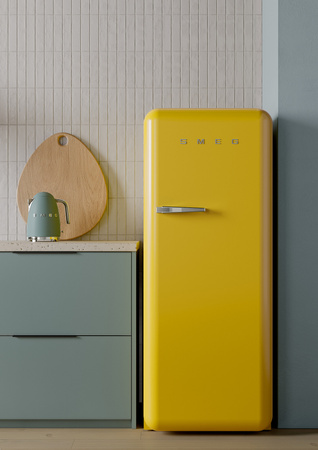 Lodówka chłodziarko zamrażarka SMEG Retro żółty FAB28RYW6
