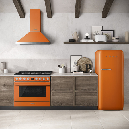 Lodówka chłodziarko zamrażarka SMEG Retro pomarańczowy FAB28ROR6