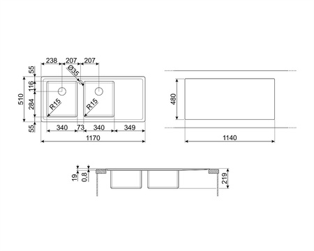 Zlewozmywak ze stali nierdzewnej LFT116D - Smeg