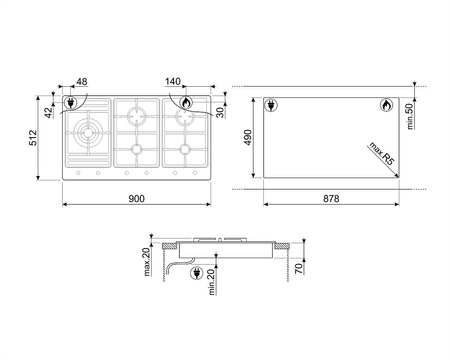 Płyta gazowa PS9062 - Smeg