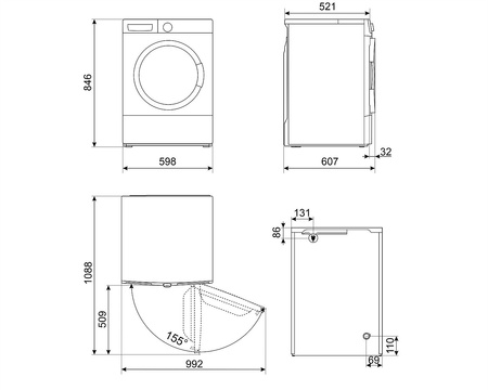Suszarka, 8kg, A+++. Steam, LCD, 54cm DNP83SLIN - Smeg