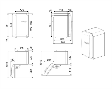 Happybar, kremowy FAB10HLCR6 - SMEG