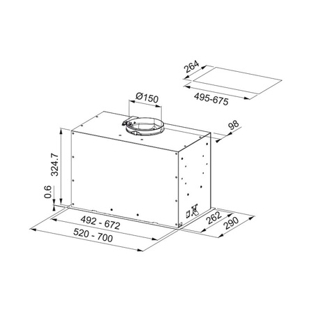 Okap kuchenny podszafkowy 70cm FRANKE Box Flush Evo FBFE czarny mat - 305.0665.365